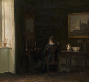Interior with the Artist’s Wife Emilie Heise [1903] by Carl Holsøe [1863–1935]